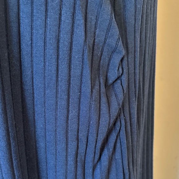 Old Navy women's XL maternity fitted rib-knit navy midi Henley dress cap Sleeves - Picture 3 of 8